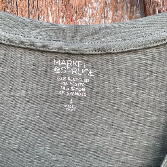 MARKET SPRUCE Women’s Green V Neck T Shirt Size Large - Picture 3 of 10